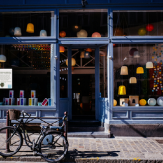 Storefront, entrance with QR Code  