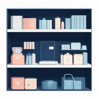 Product catalog on a shelf